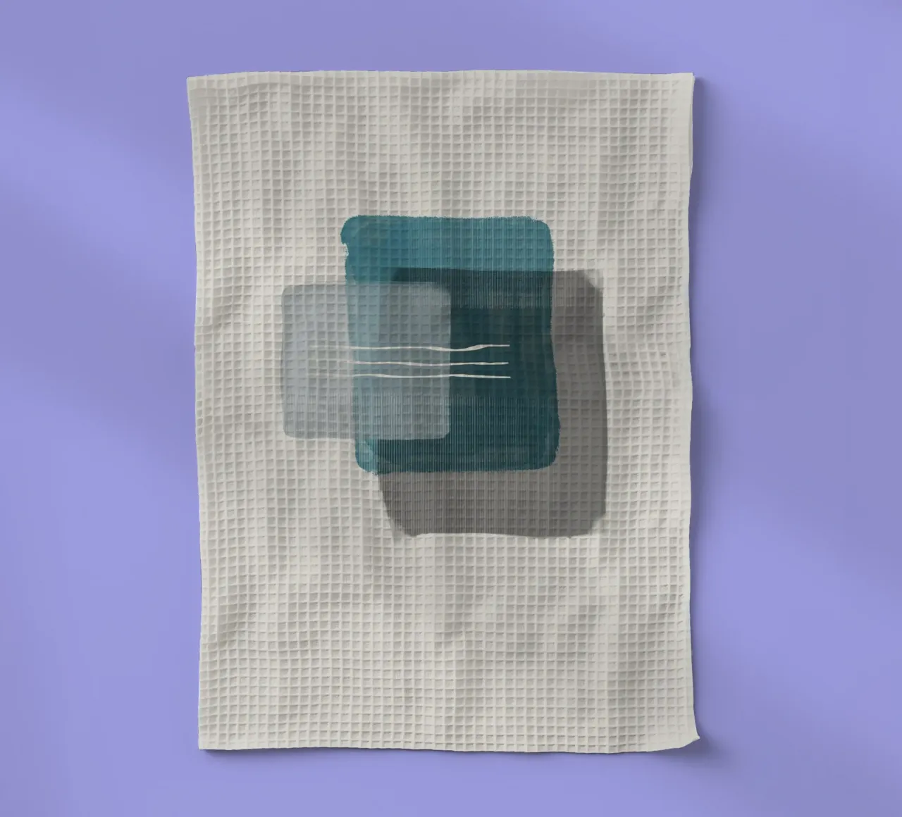 Modern abstract shapes in retro style with blue and grey Geschirrtuch von Imaginative