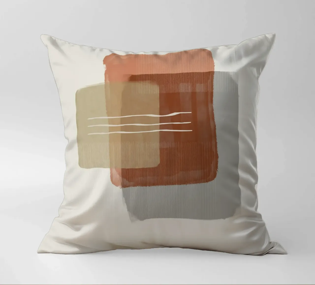 Modern abstract shapes in retro style with earth tones cuscino da Imaginative