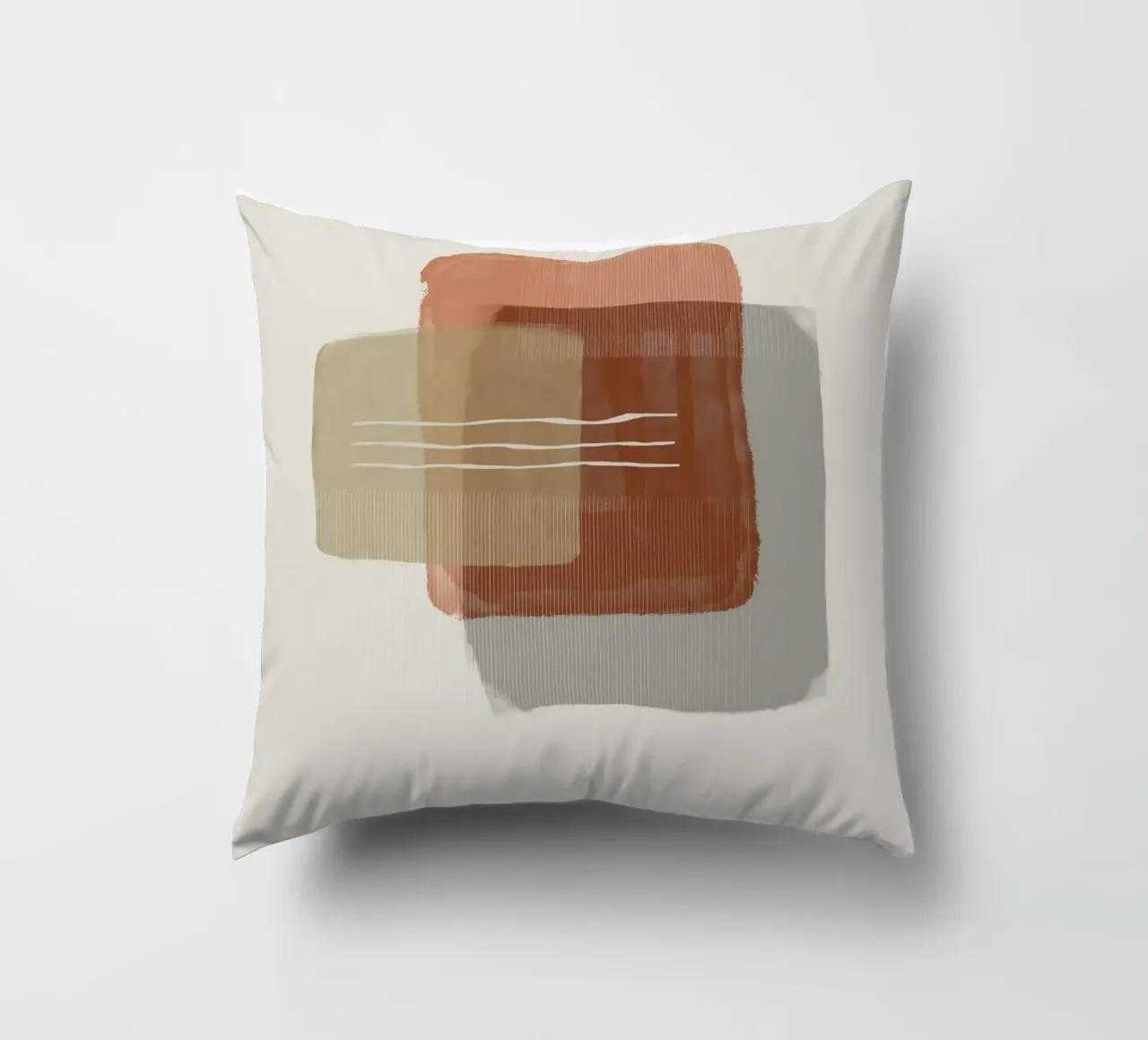 Modern abstract shapes in retro style with earth tones cuscino da Imaginative