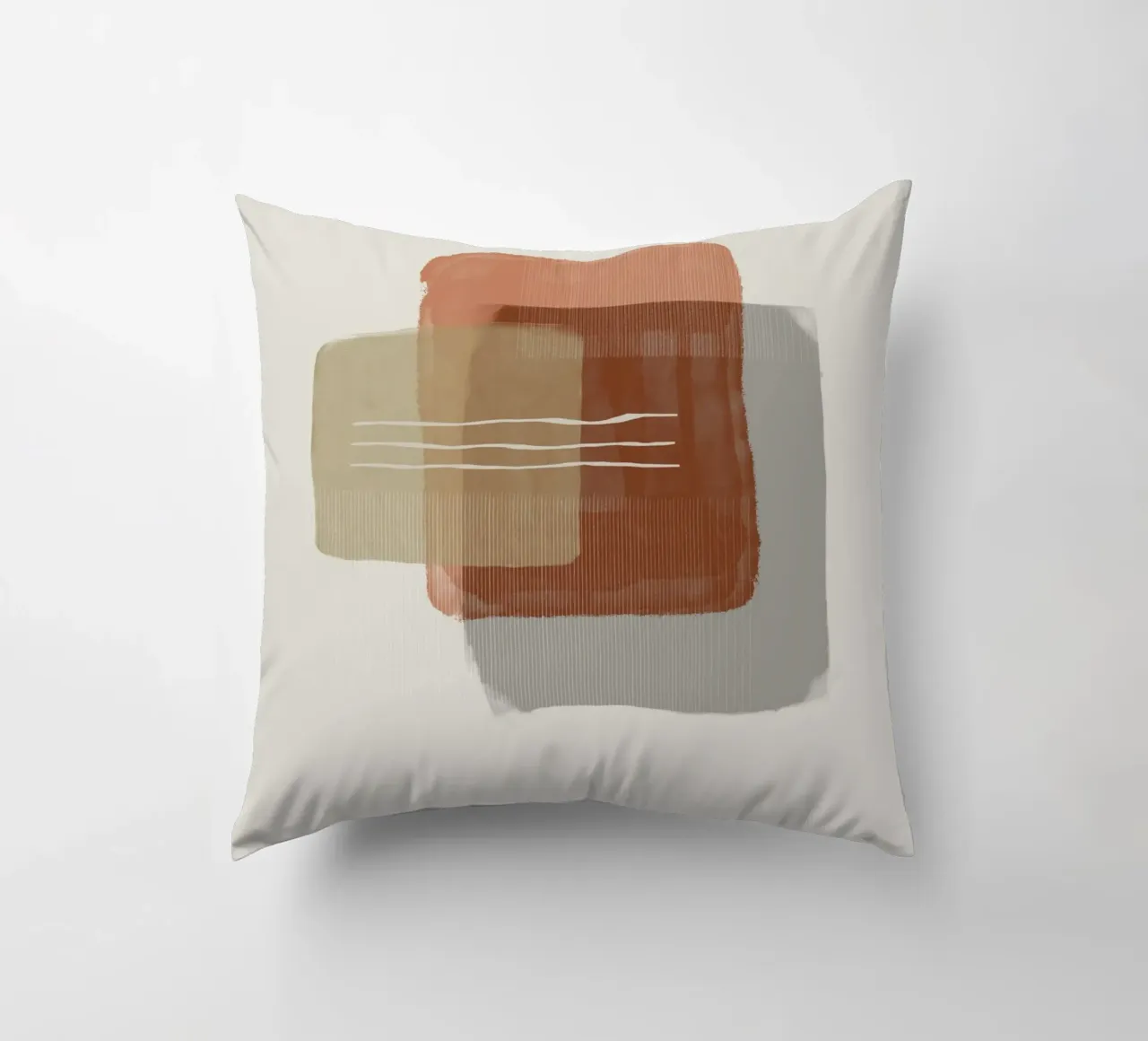 Modern abstract shapes in retro style with earth tones coussin de Imaginative