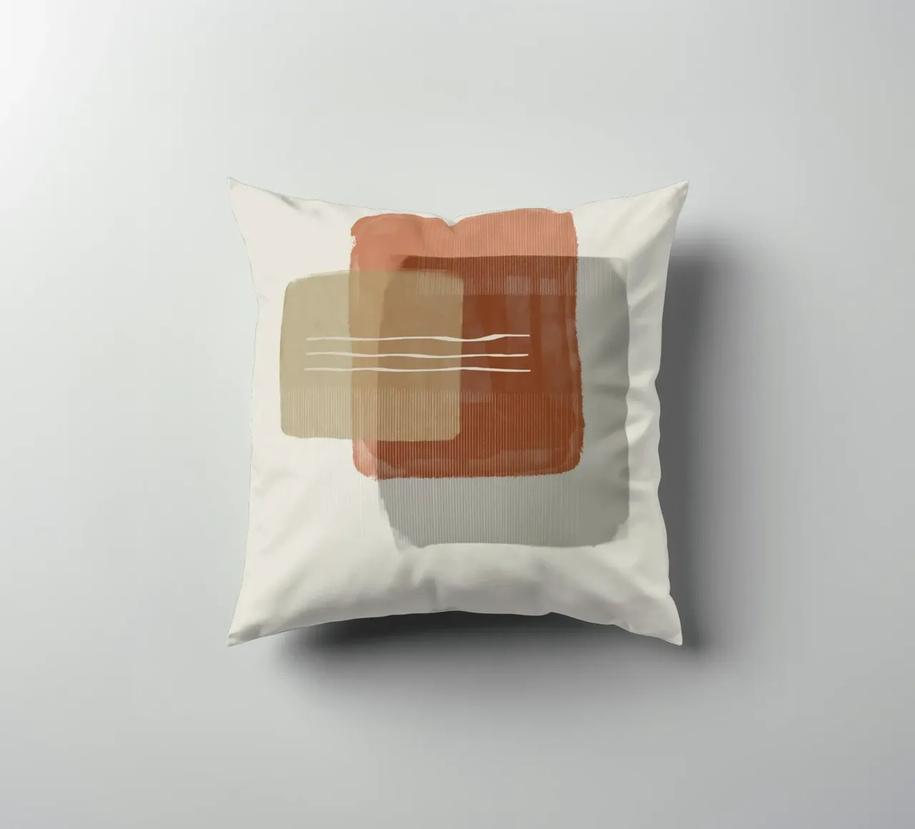 Modern abstract shapes in retro style with earth tones cuscino da Imaginative