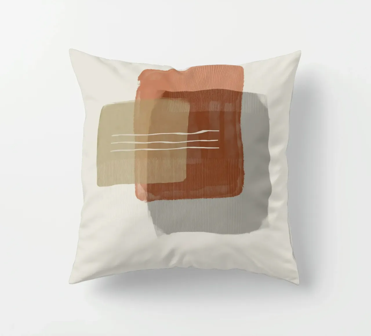 Modern abstract shapes in retro style with earth tones cuscino da Imaginative