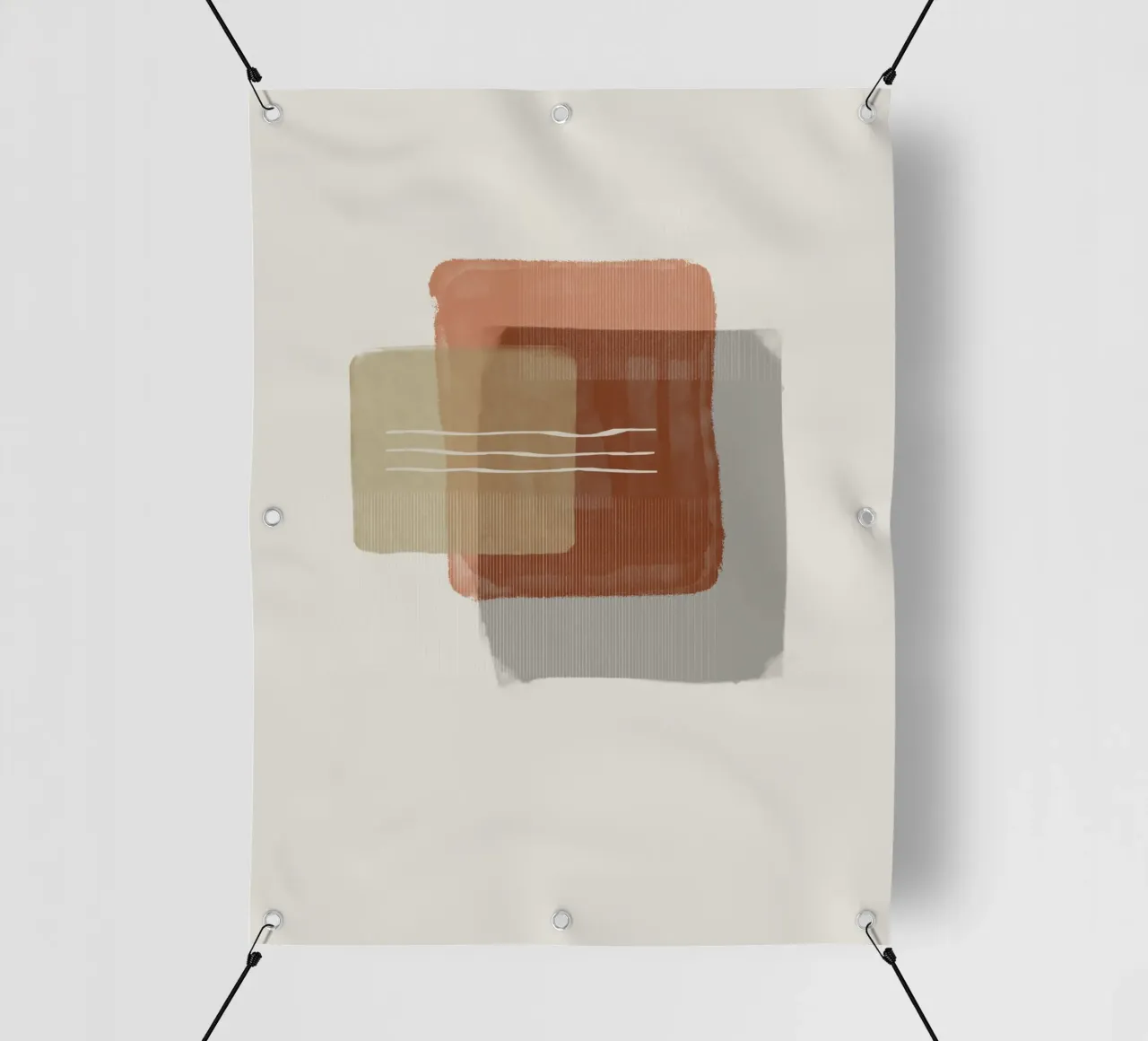 Modern abstract shapes in retro style with earth tones PVC Plane von Imaginative