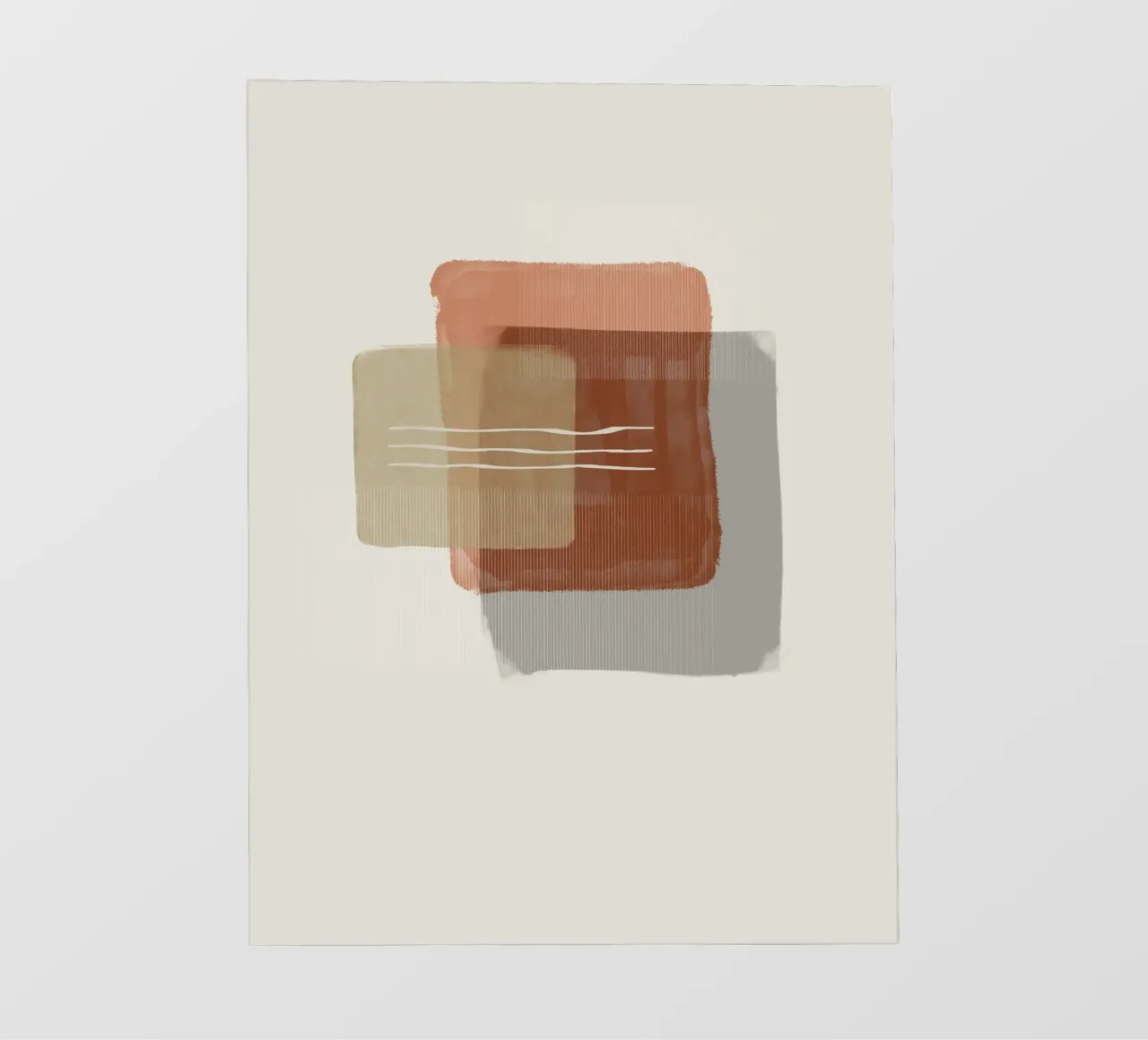 Modern abstract shapes in retro style with earth tones PVC Plane von Imaginative