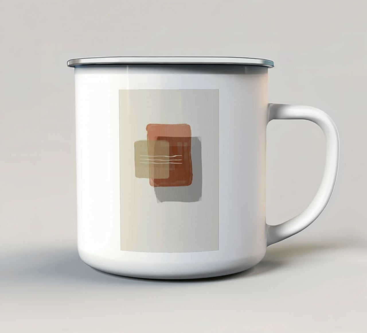 Modern abstract shapes in retro style with earth tones tazza in smalto da Imaginative