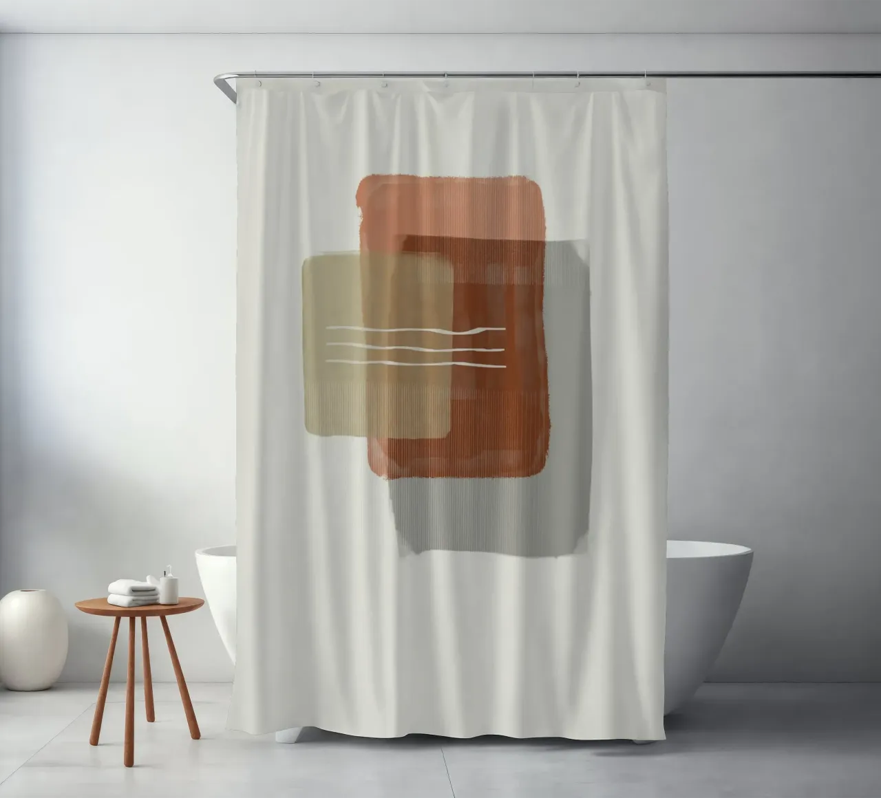 Modern abstract shapes in retro style with earth tones tenda da doccia da Imaginative