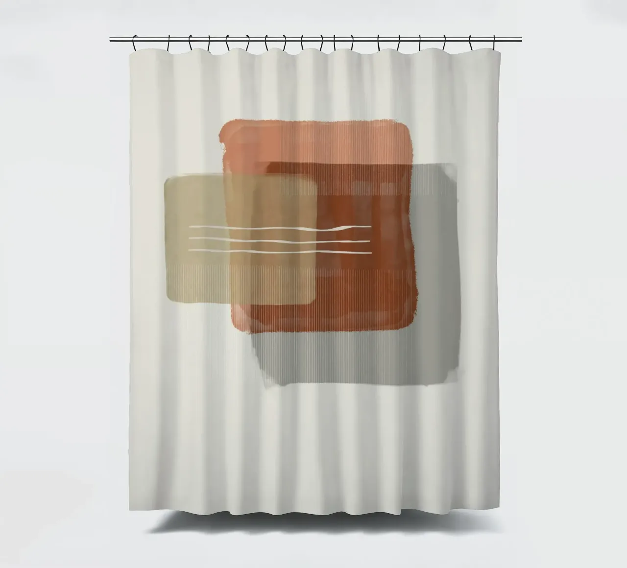 Modern abstract shapes in retro style with earth tones tenda da doccia da Imaginative