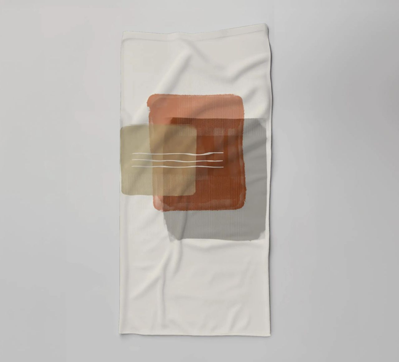 Modern abstract shapes in retro style with earth tones towel by Imaginative