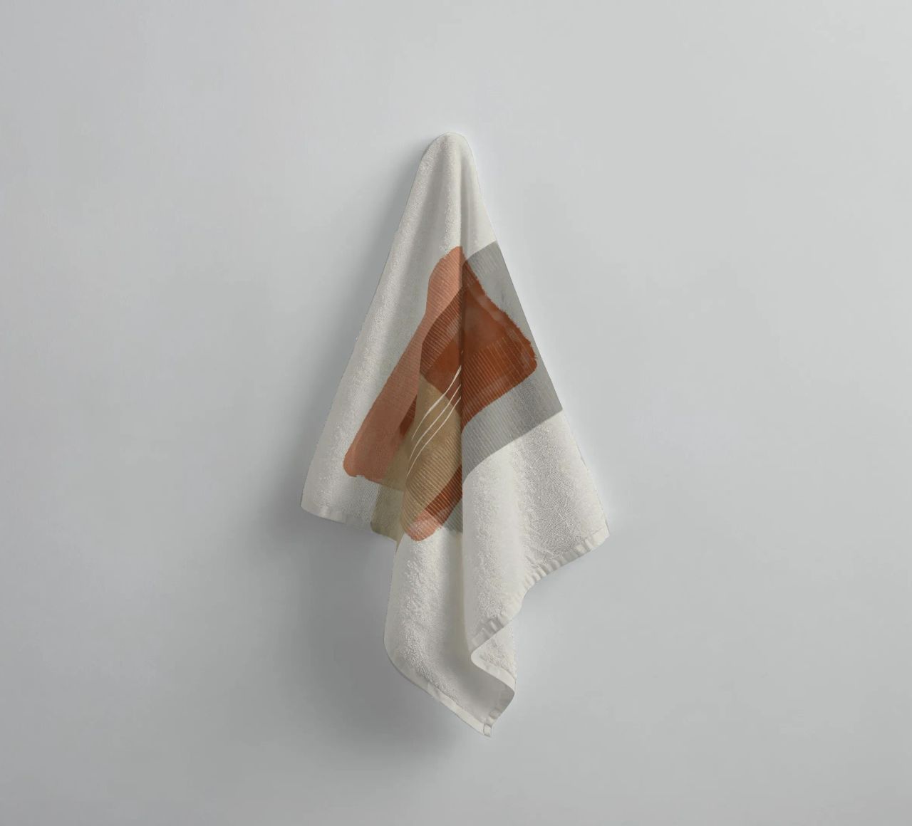 Modern abstract shapes in retro style with earth tones towel by Imaginative