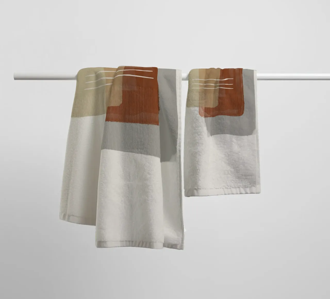 Modern abstract shapes in retro style with earth tones asciugamano da bagno da Imaginative