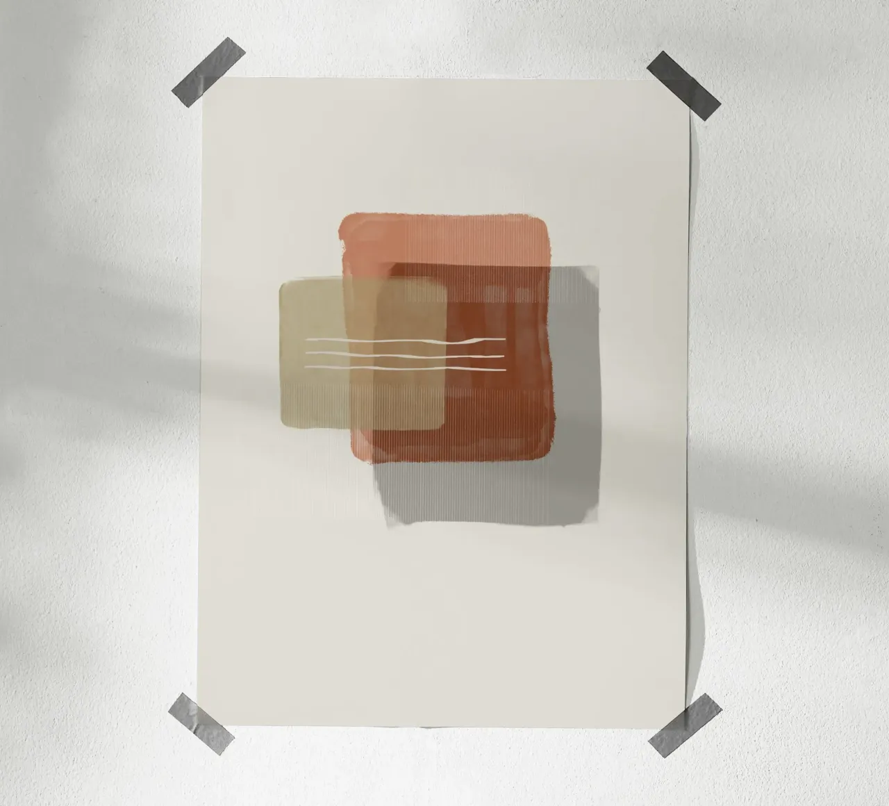 Modern abstract shapes in retro style with earth tones poster da Imaginative