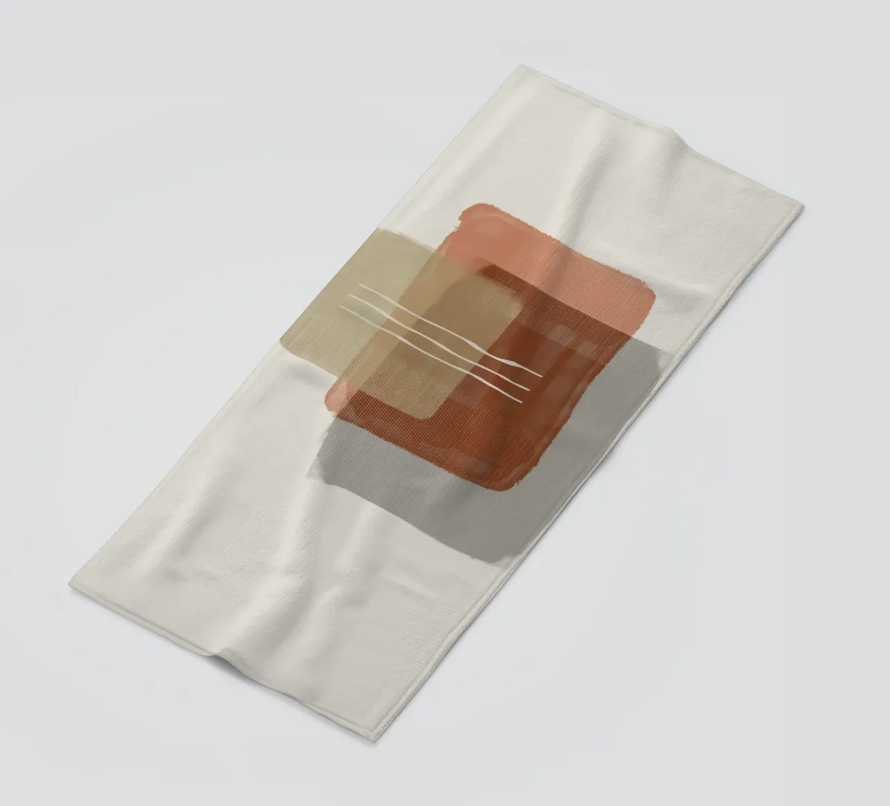 Modern abstract shapes in retro style with earth tones beach towel by Imaginative
