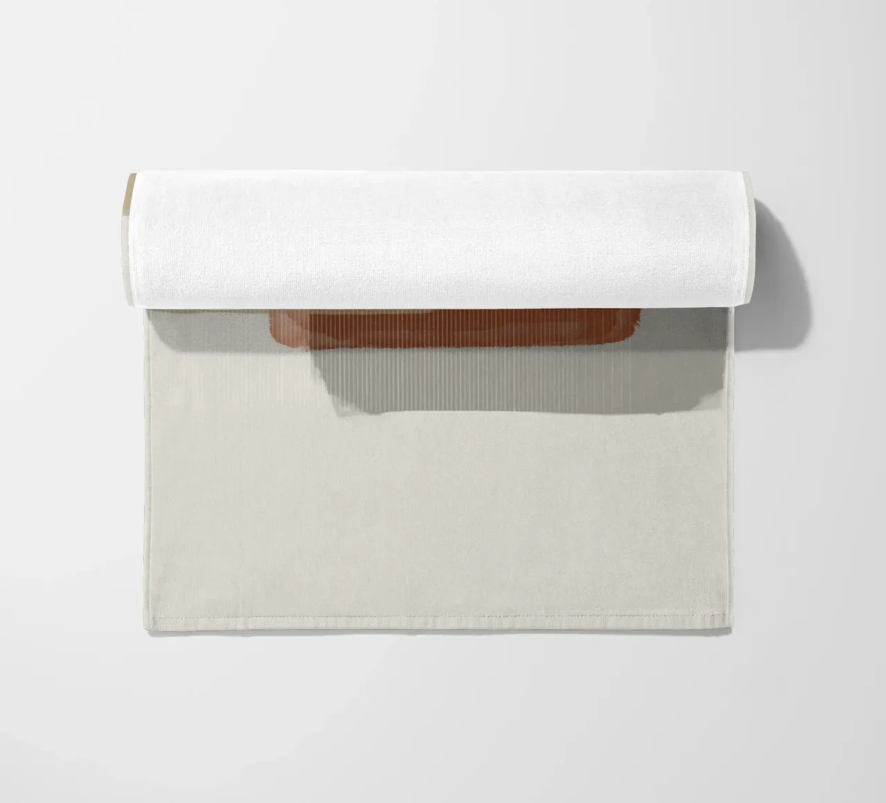 Modern abstract shapes in retro style with earth tones beach towel by Imaginative