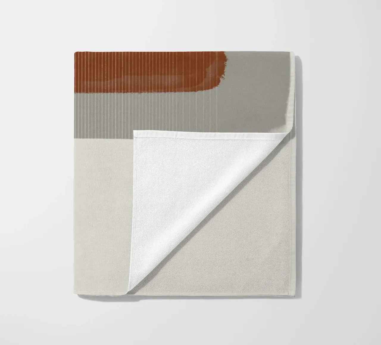 Modern abstract shapes in retro style with earth tones beach towel by Imaginative