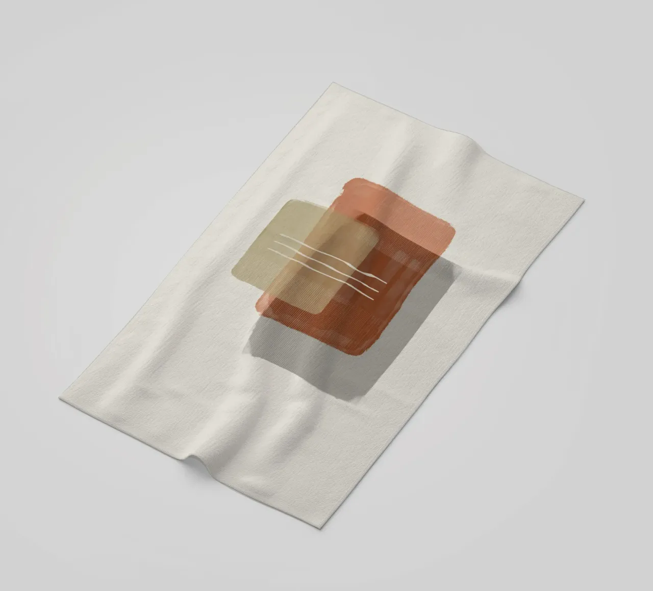 Modern abstract shapes in retro style with earth tones beach towel by Imaginative