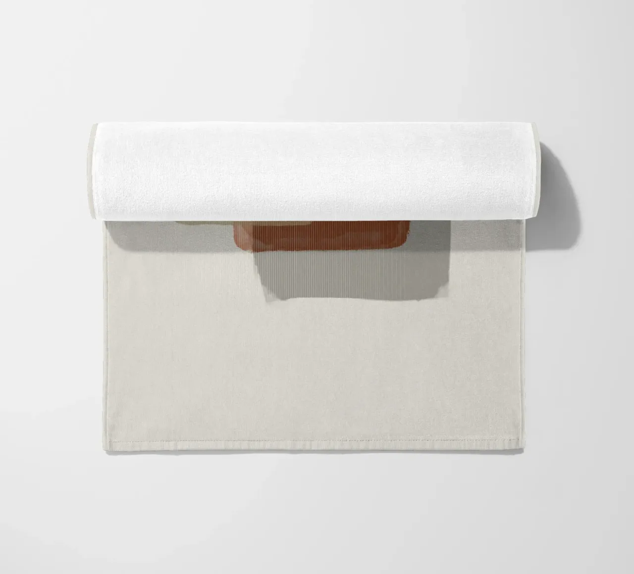 Modern abstract shapes in retro style with earth tones beach towel by Imaginative