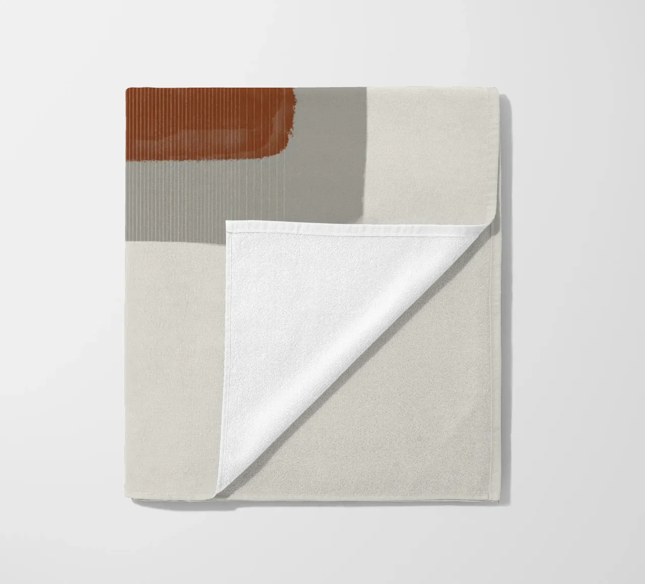 Modern abstract shapes in retro style with earth tones beach towel by Imaginative