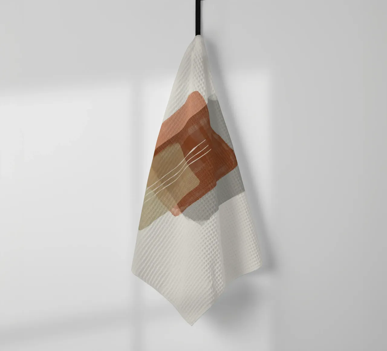 Modern abstract shapes in retro style with earth tones Geschirrtuch von Imaginative
