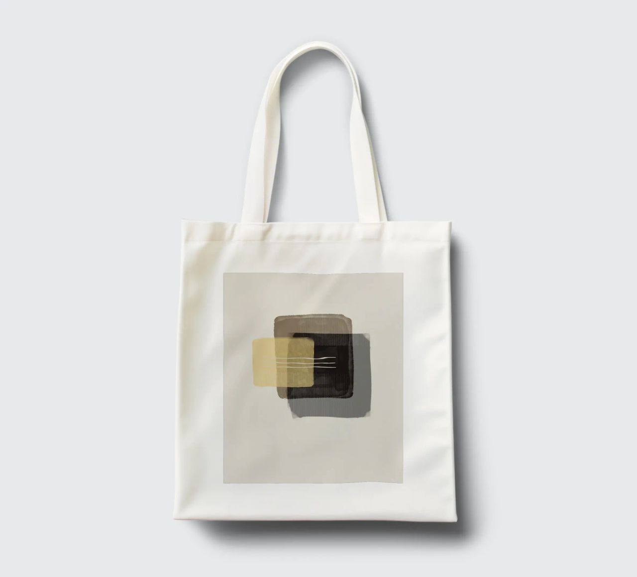 Modern abstract shapes in retro style with yellow and brown borsa in juta da Imaginative