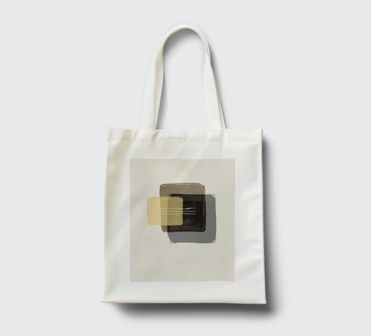 Modern abstract shapes in retro style with yellow and brown borsa in juta da Imaginative