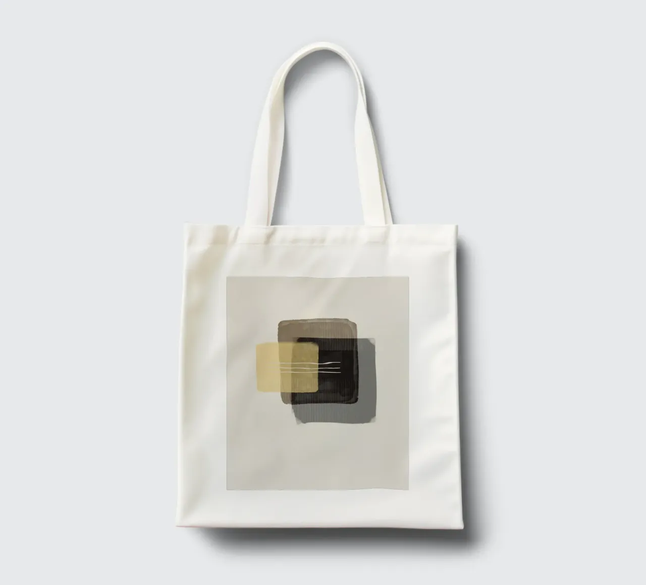 Modern abstract shapes in retro style with yellow and brown tote bag de Imaginative