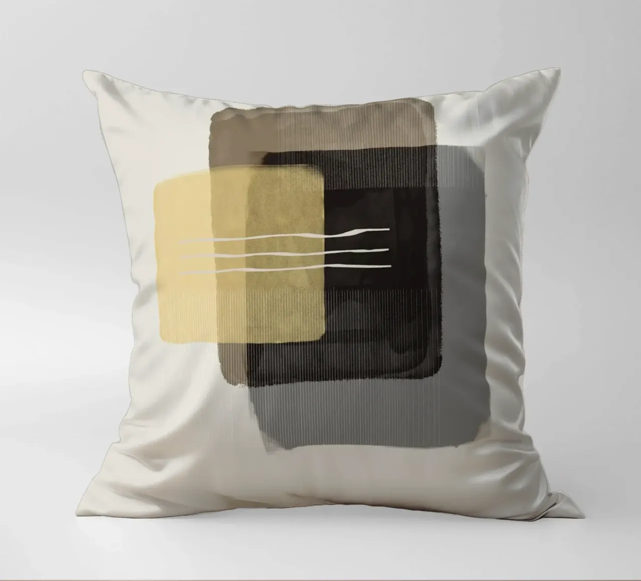 Modern abstract shapes in retro style with yellow and brown coussin de Imaginative