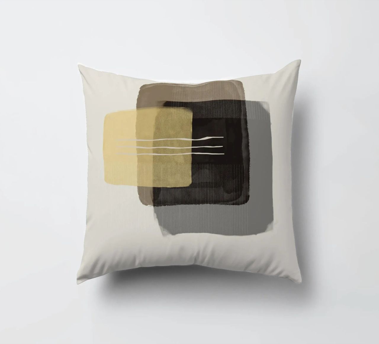 Modern abstract shapes in retro style with yellow and brown cuscino da Imaginative