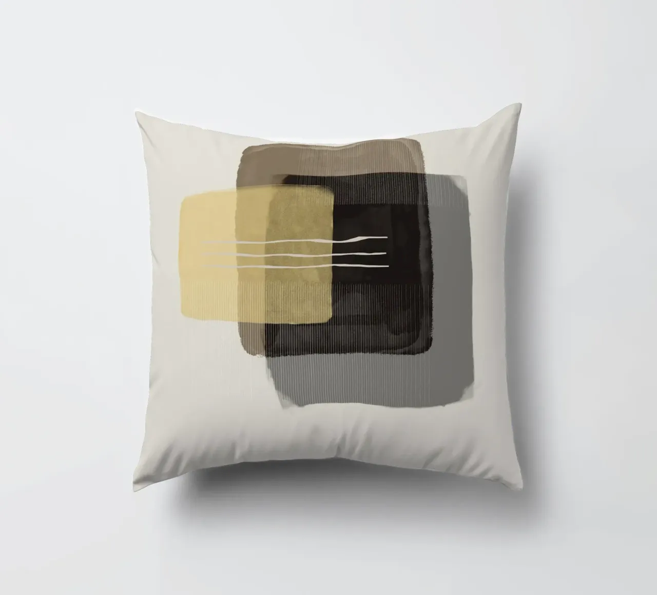Modern abstract shapes in retro style with yellow and brown cuscino da Imaginative