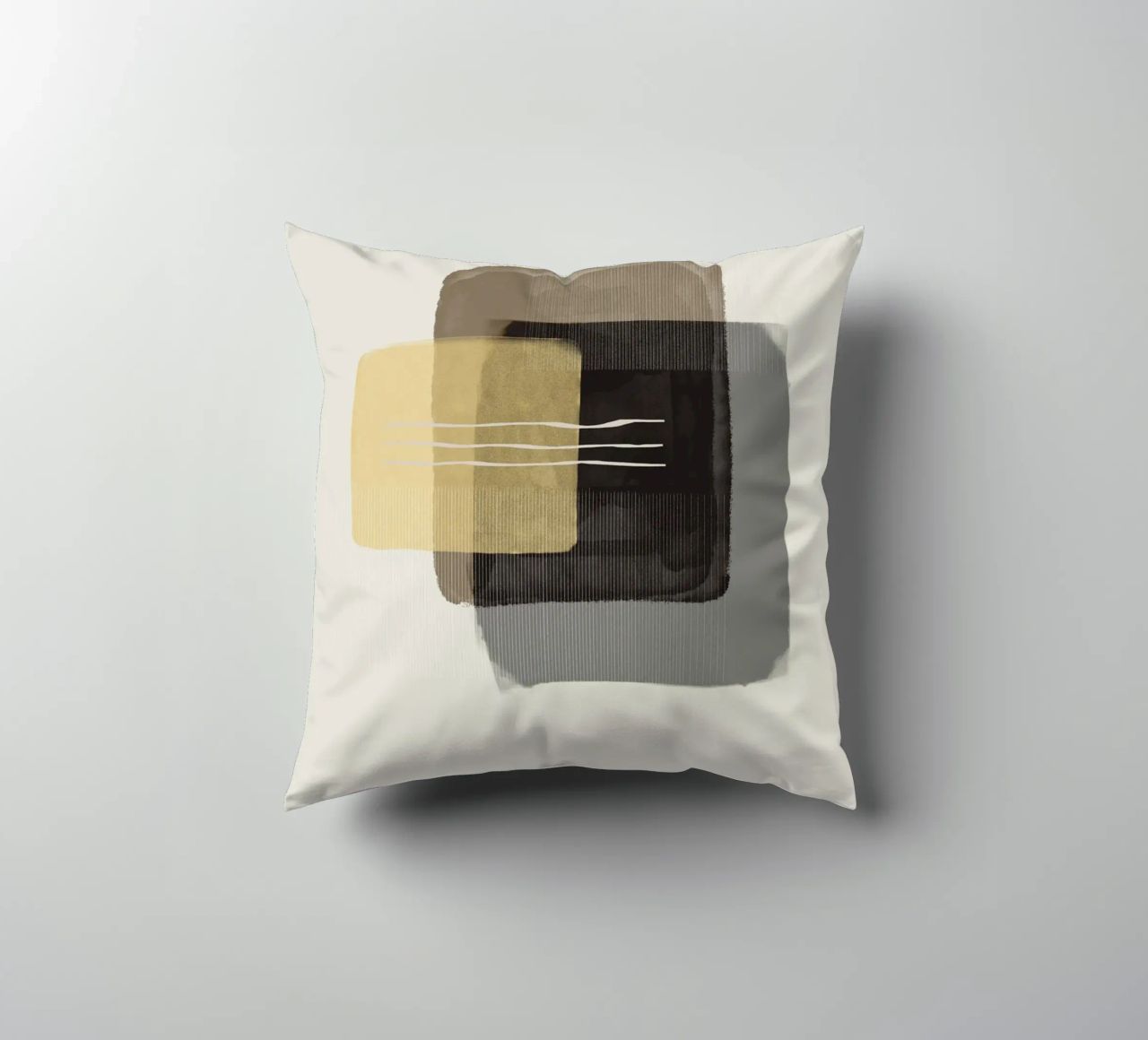 Modern abstract shapes in retro style with yellow and brown cuscino da Imaginative