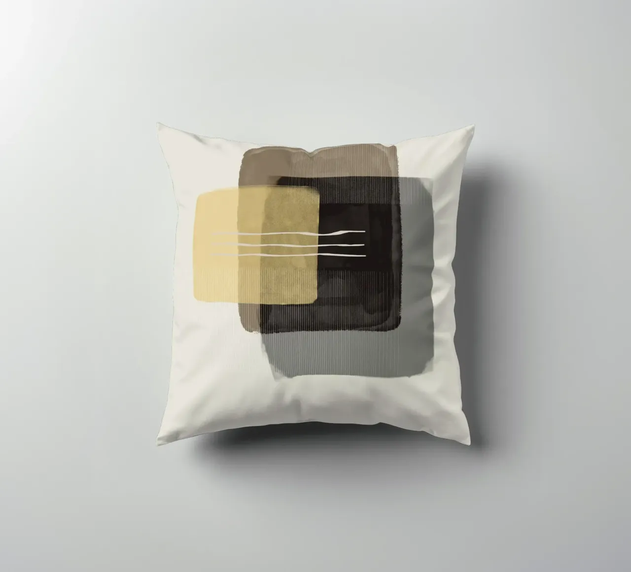 Modern abstract shapes in retro style with yellow and brown cuscino da Imaginative