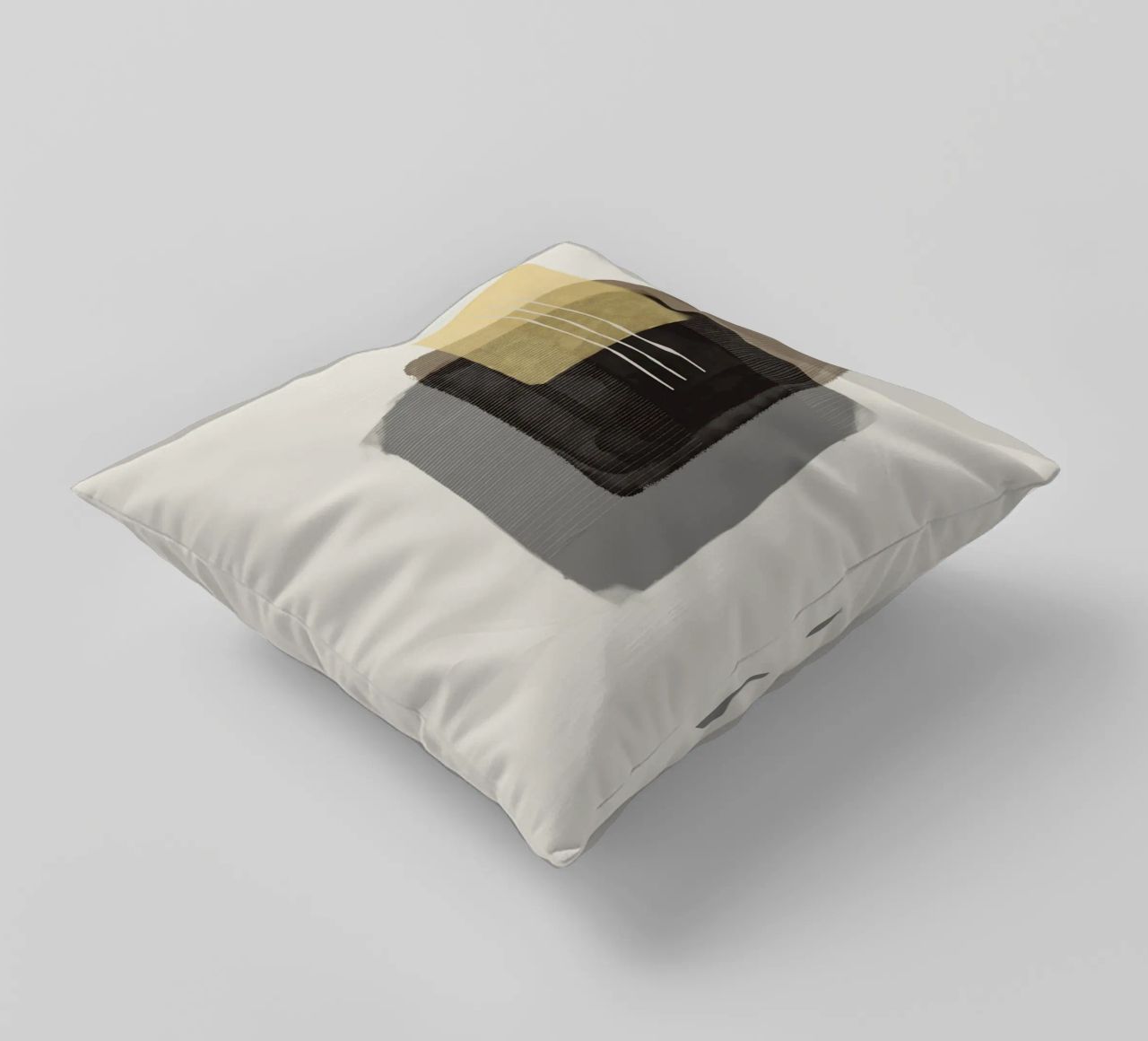 Modern abstract shapes in retro style with yellow and brown cuscino da Imaginative