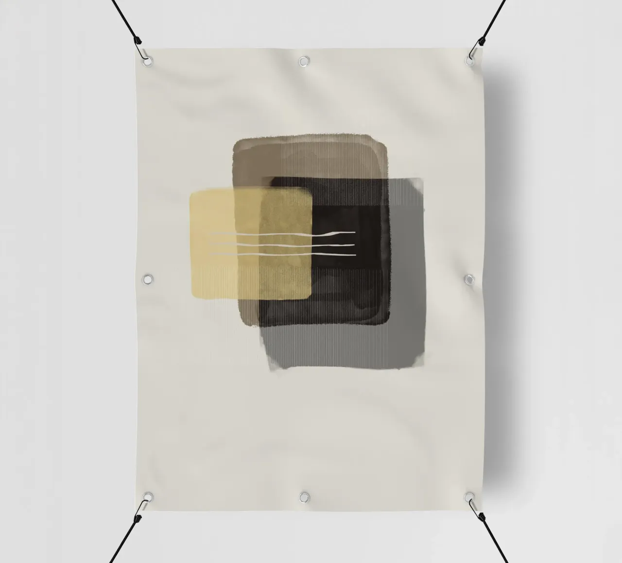 Modern abstract shapes in retro style with yellow and brown PVC Plane von Imaginative
