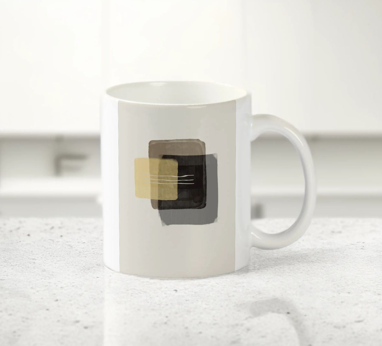 Modern abstract shapes in retro style with yellow and brown tazza in ceramica da Imaginative