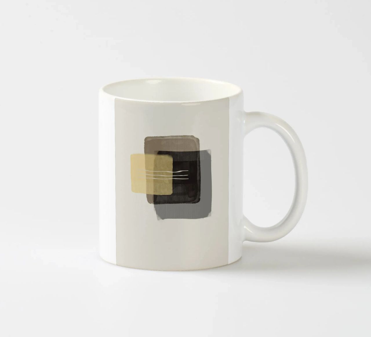 Modern abstract shapes in retro style with yellow and brown tazza in ceramica da Imaginative