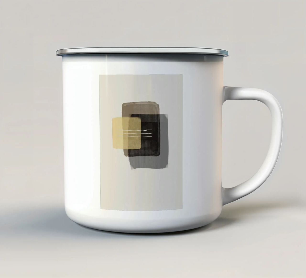 Modern abstract shapes in retro style with yellow and brown tazza in smalto da Imaginative