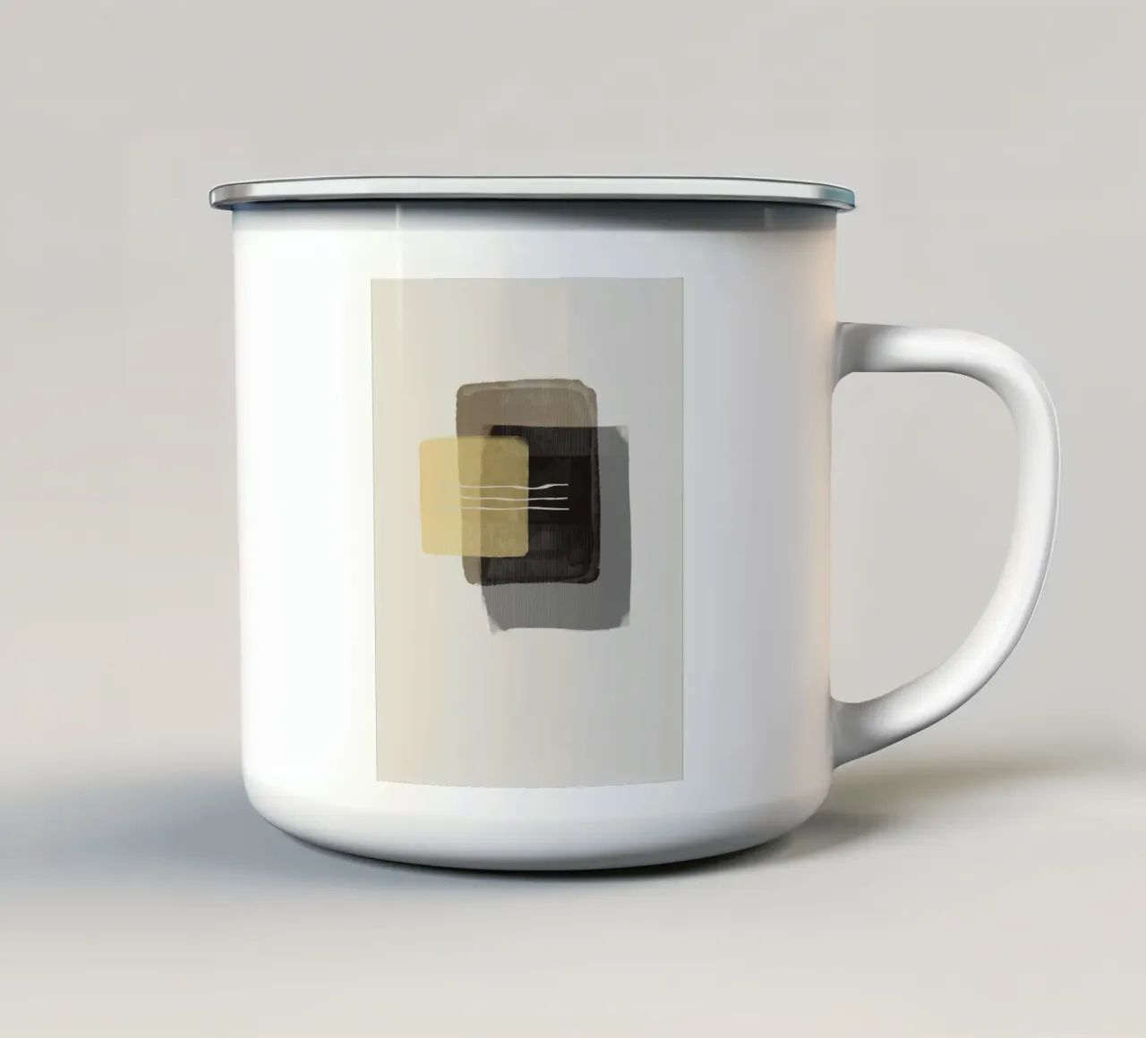 Modern abstract shapes in retro style with yellow and brown mug en émail de Imaginative