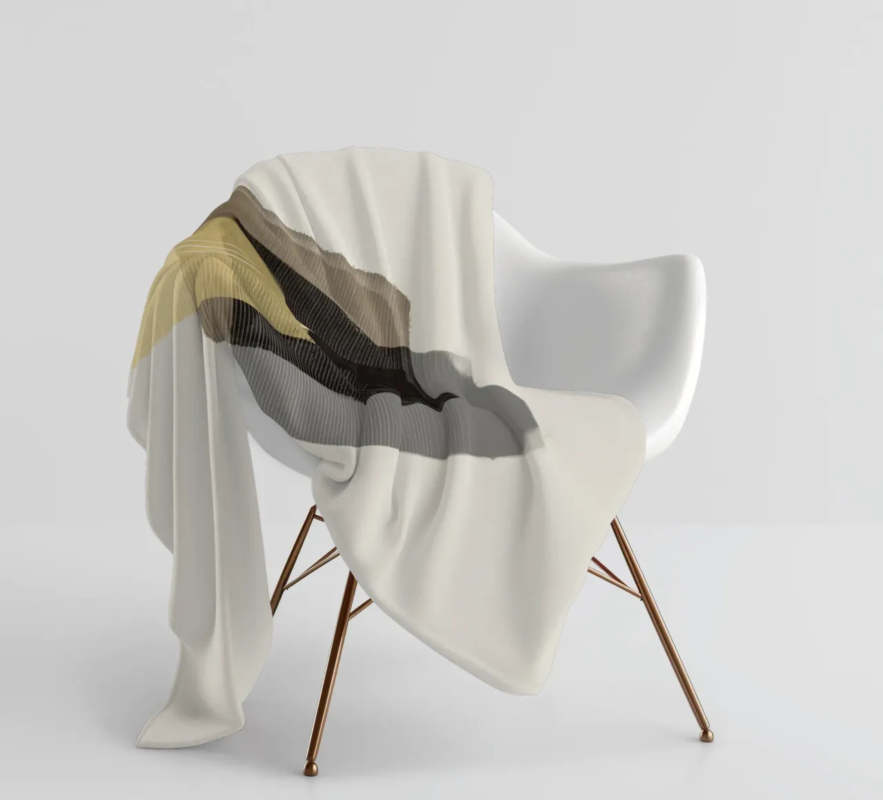 Modern abstract shapes in retro style with yellow and brown Fleecedecke von Imaginative