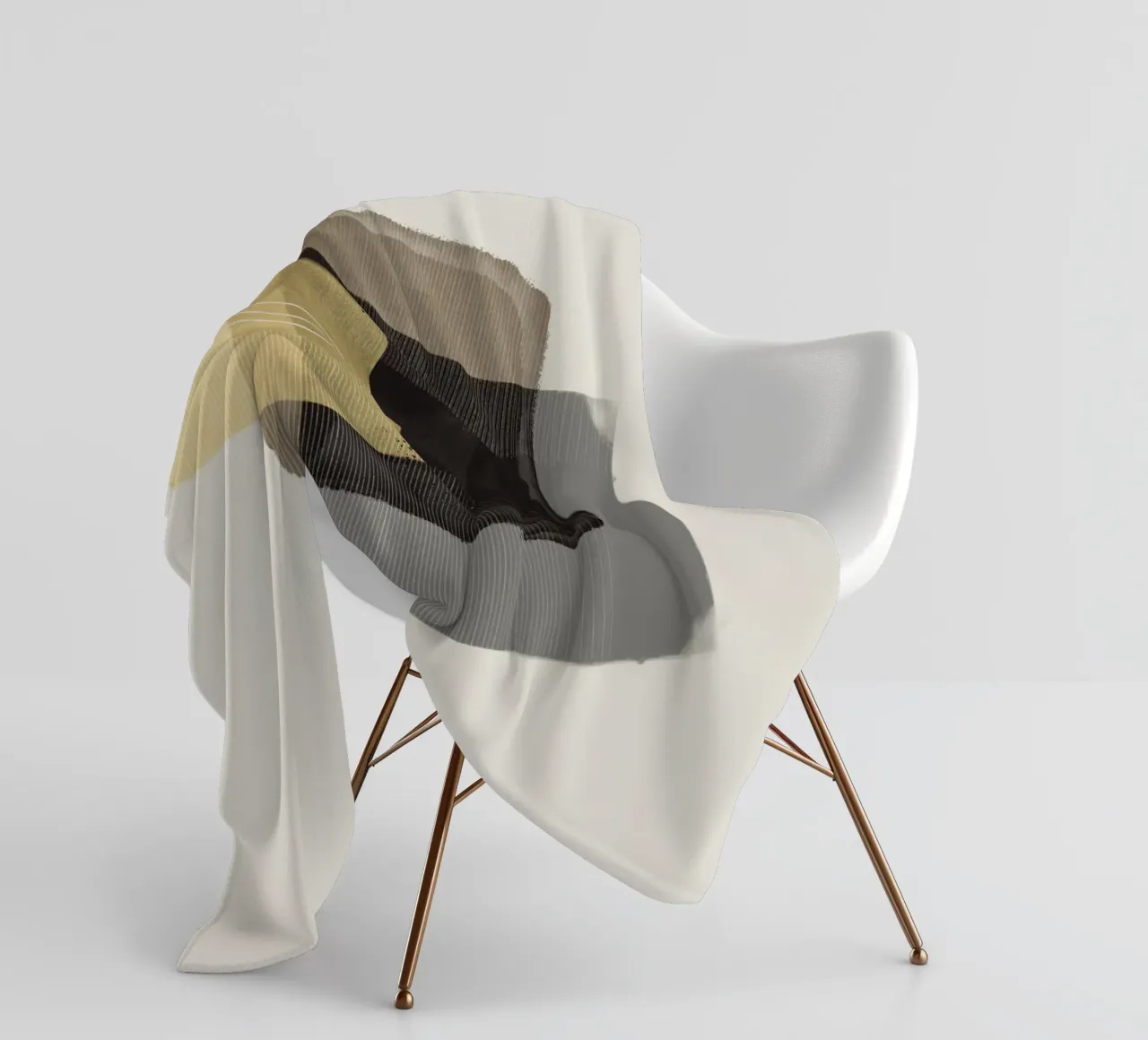 Modern abstract shapes in retro style with yellow and brown coperta in pile da Imaginative