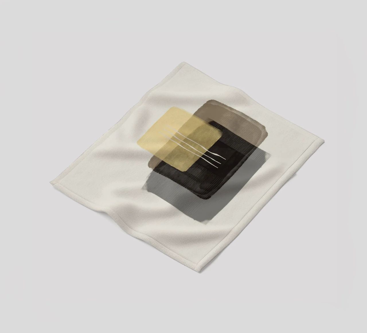 Modern abstract shapes in retro style with yellow and brown coperta in pile da Imaginative