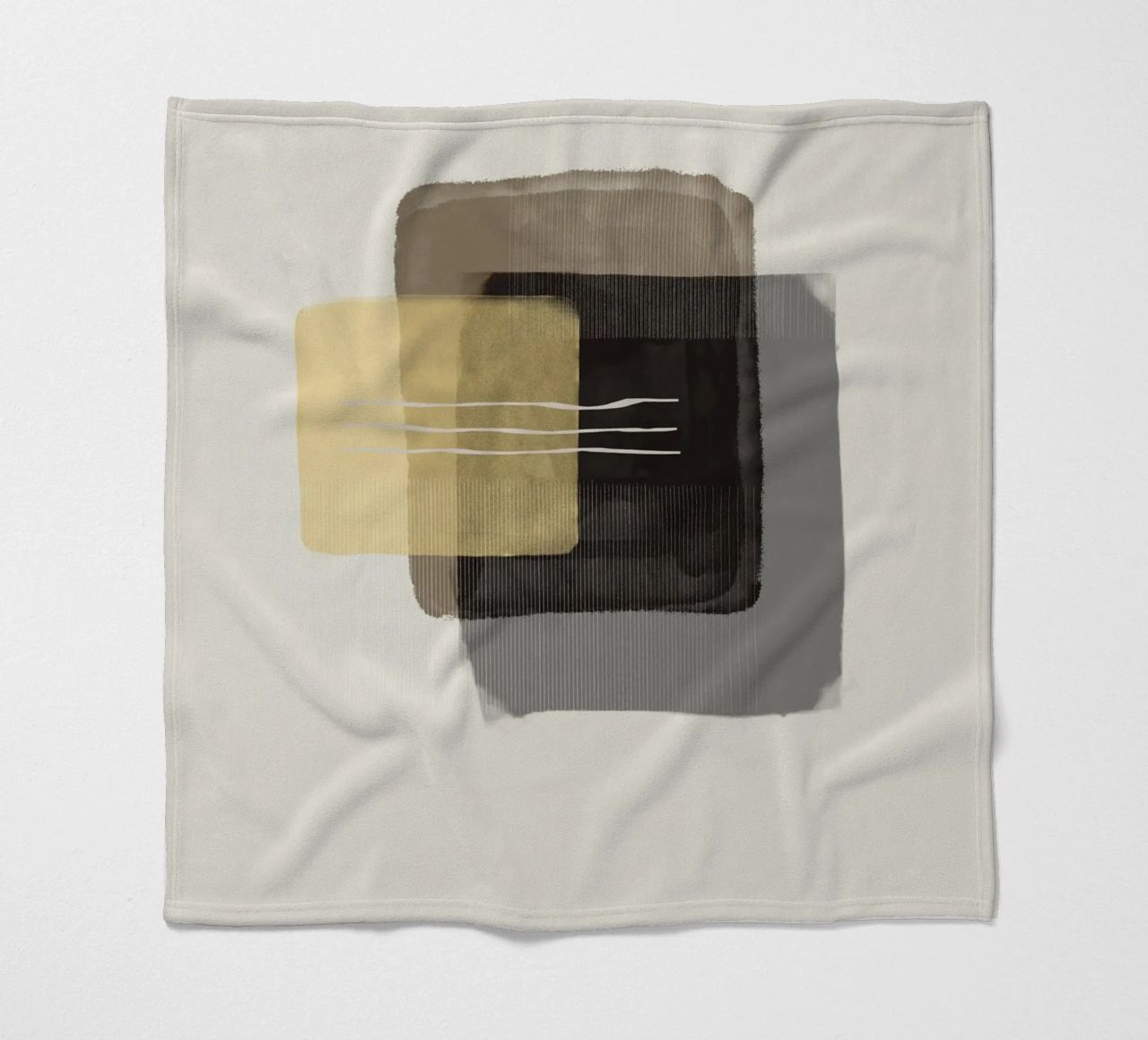 Modern abstract shapes in retro style with yellow and brown coperta in pile da Imaginative