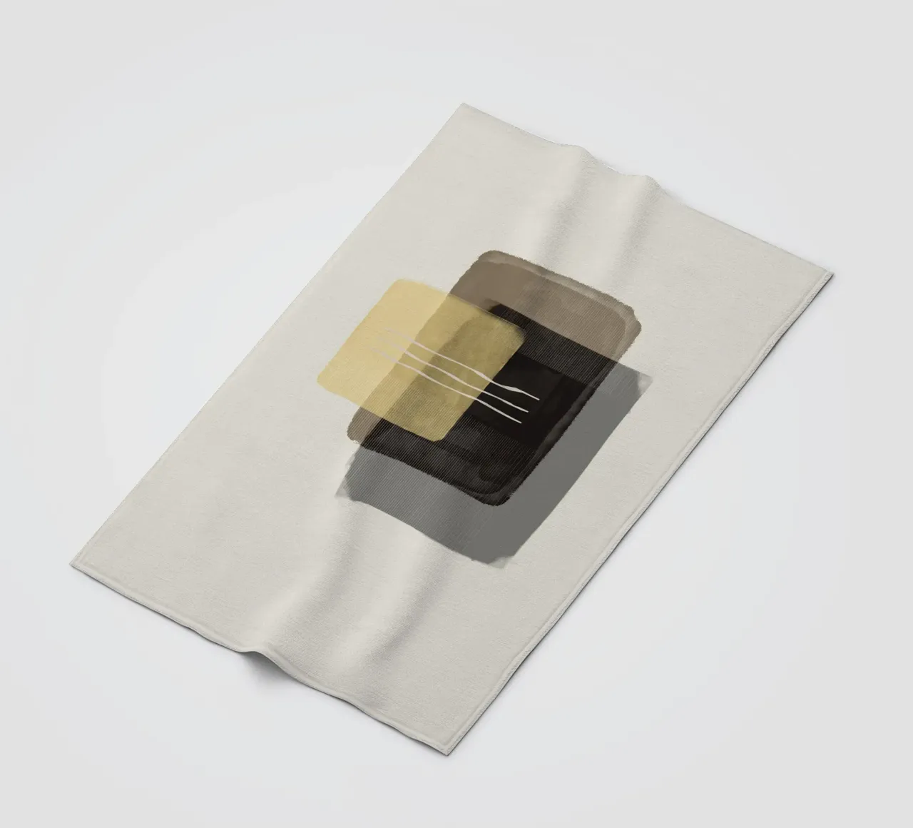 Modern abstract shapes in retro style with yellow and brown plaid polaire de Imaginative