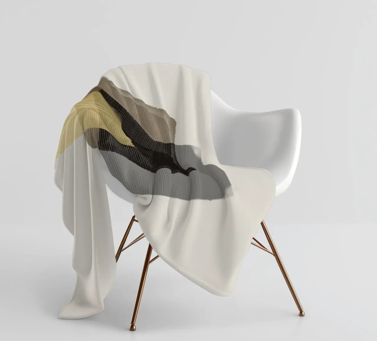 Modern abstract shapes in retro style with yellow and brown coperta in pile da Imaginative