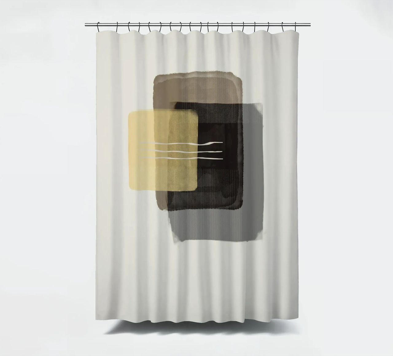 Modern abstract shapes in retro style with yellow and brown tenda da doccia da Imaginative