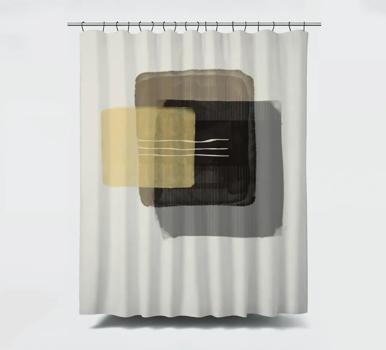 Modern abstract shapes in retro style with yellow and brown Duschvorhang von Imaginative