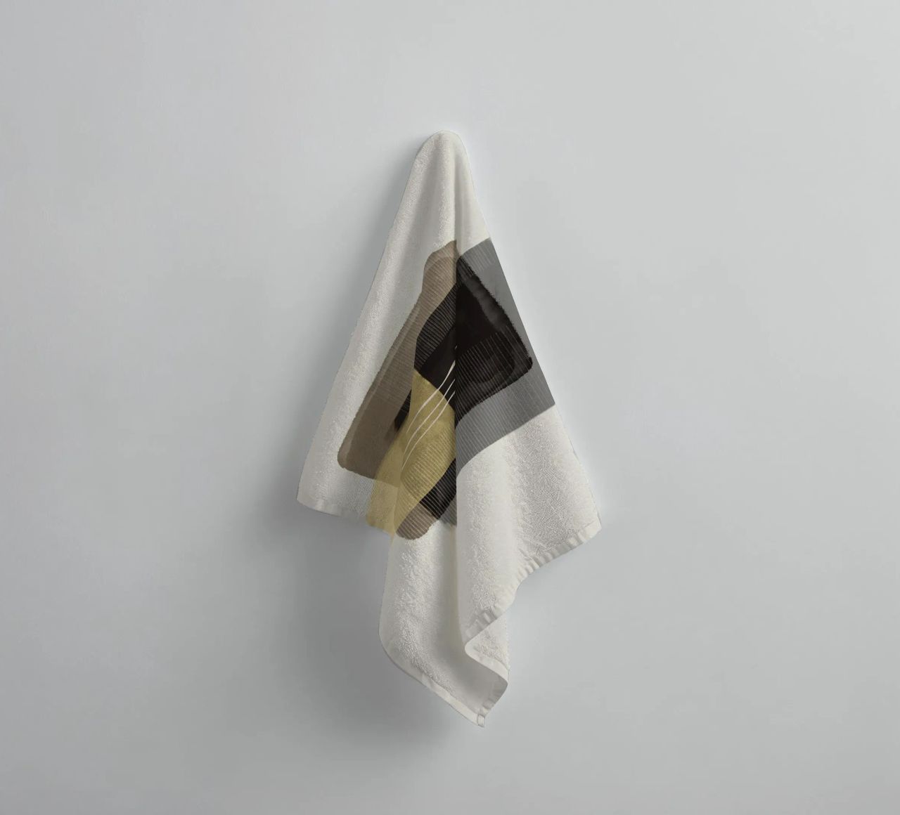 Modern abstract shapes in retro style with yellow and brown towel by Imaginative