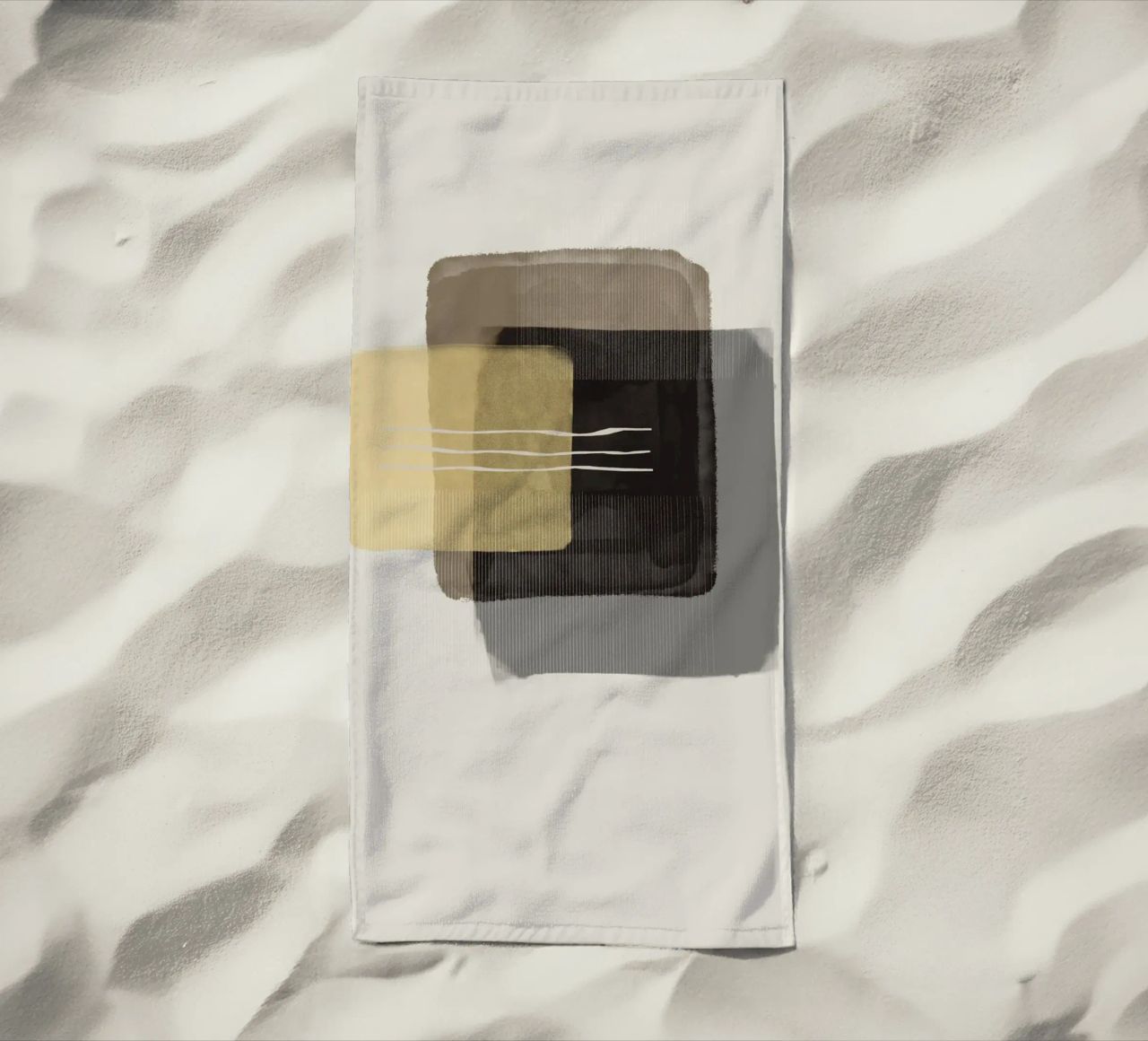 Modern abstract shapes in retro style with yellow and brown telo mare da Imaginative