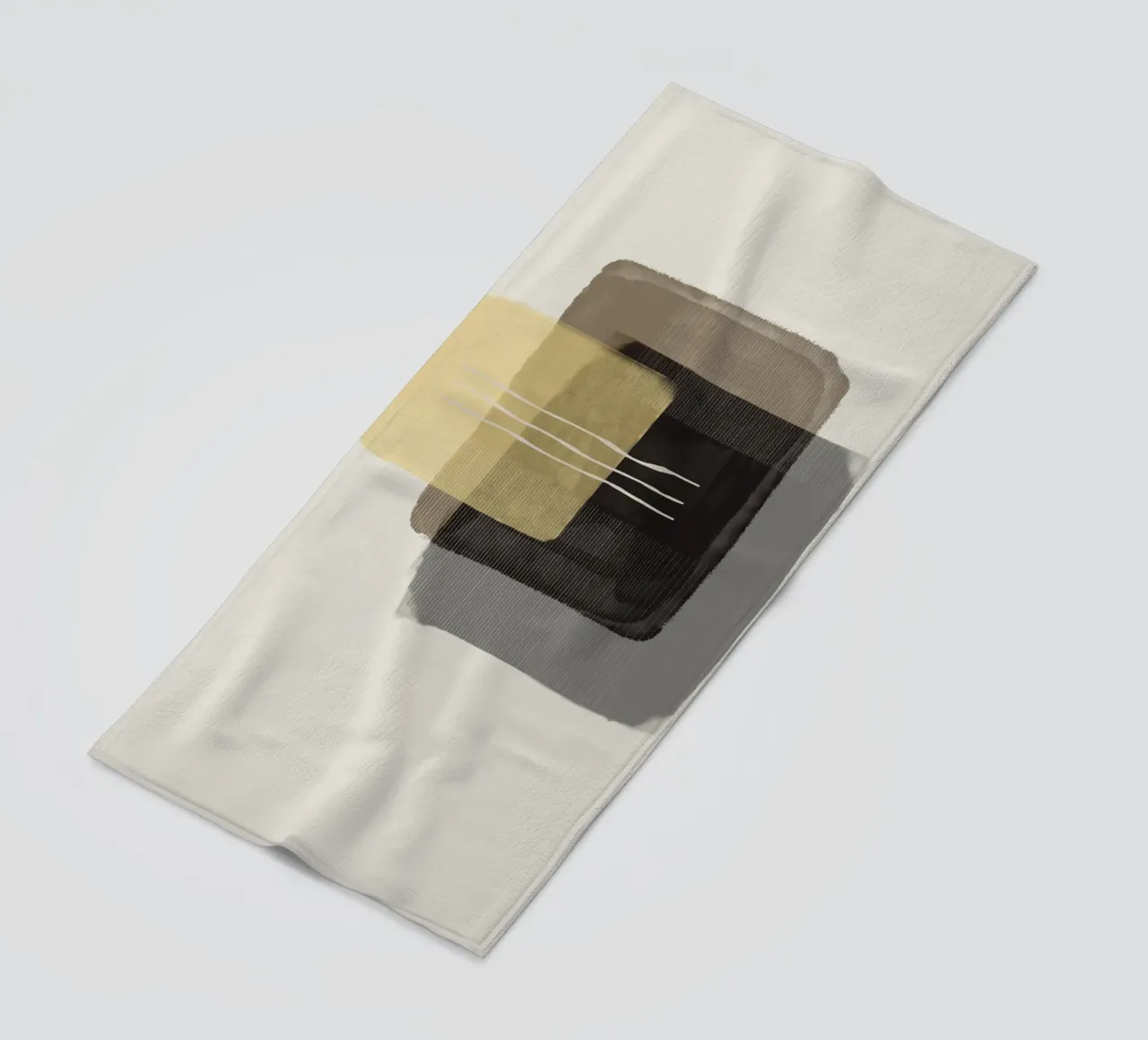 Modern abstract shapes in retro style with yellow and brown telo mare da Imaginative