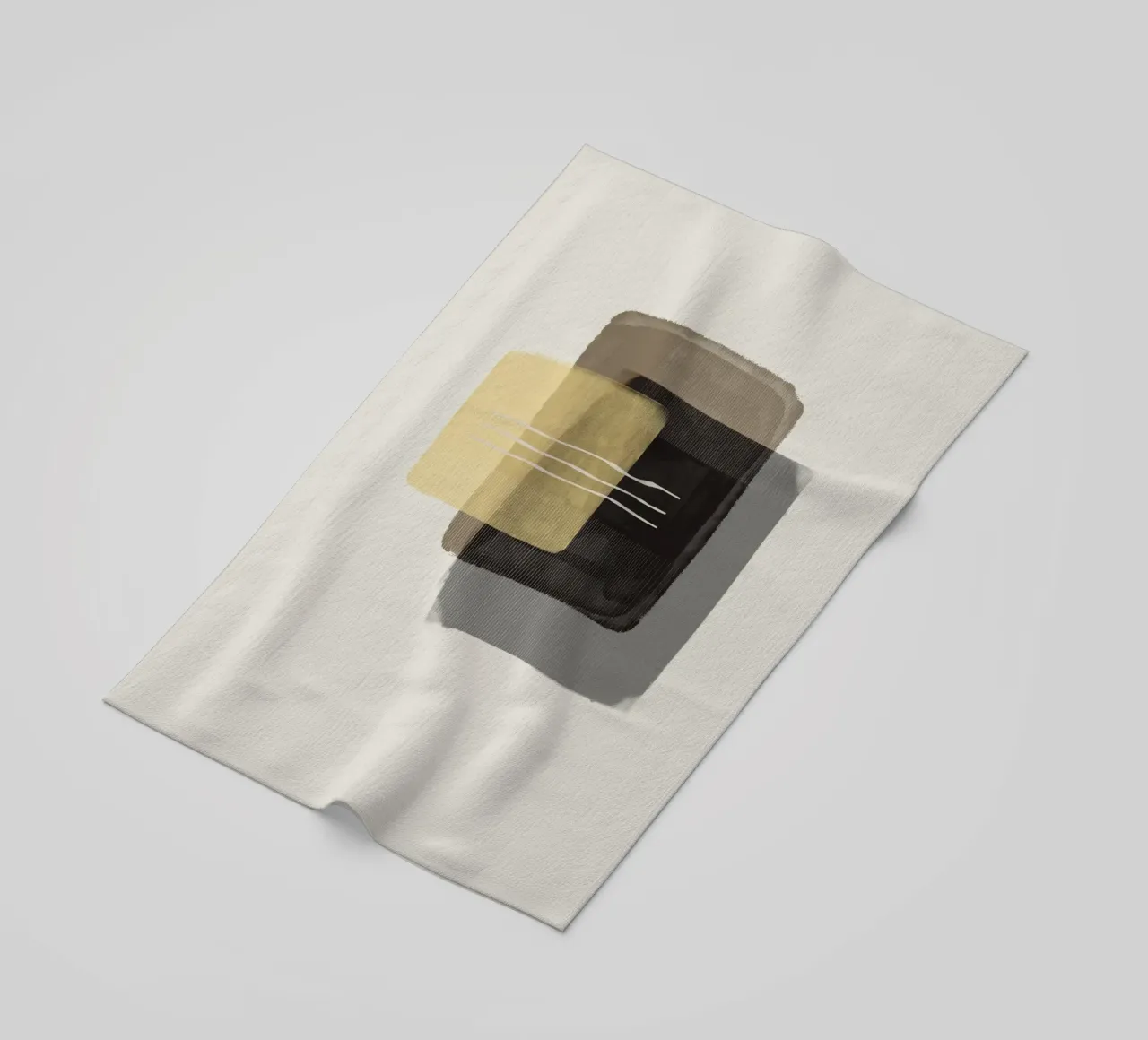 Modern abstract shapes in retro style with yellow and brown Strandtuch von Imaginative