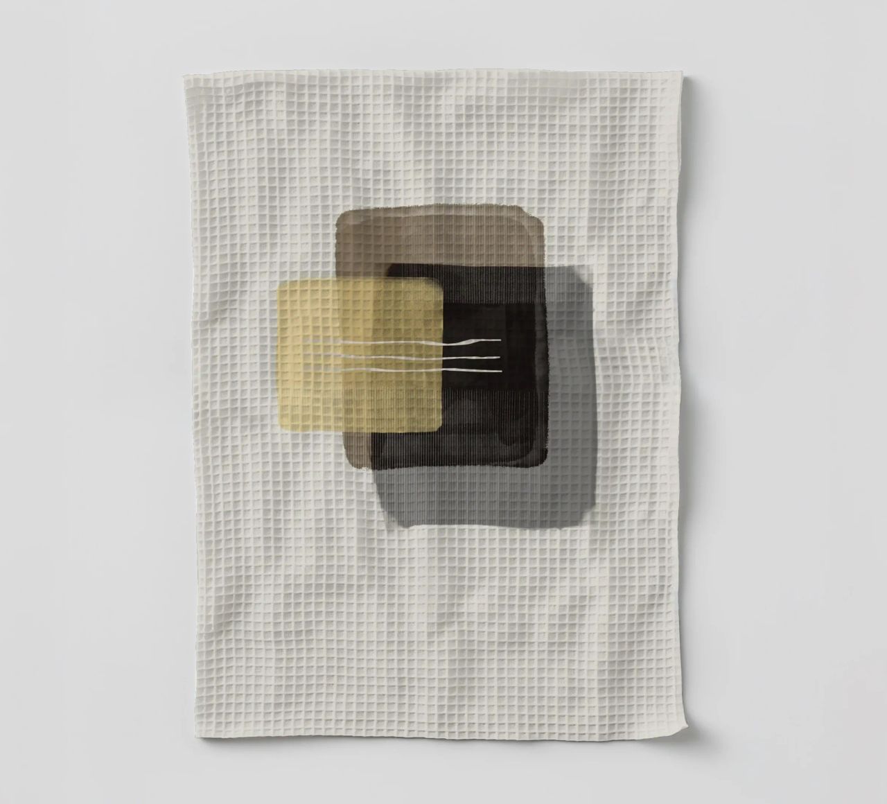 Modern abstract shapes in retro style with yellow and brown canovaccio da cucina da Imaginative