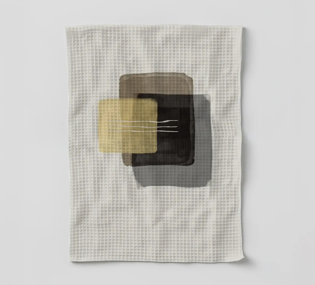 Modern abstract shapes in retro style with yellow and brown torchon de Imaginative